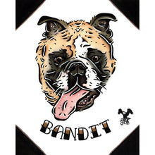 Load image into Gallery viewer, American traditional tattoo flash English Bulldog Pet Portrait watercolor painting commission.