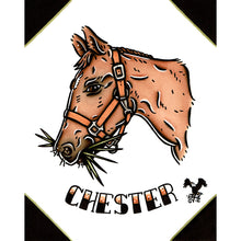 Load image into Gallery viewer, American traditional tattoo flash horse Pet Portrait watercolor painting commission.