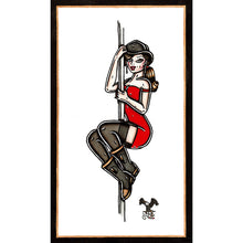 Load image into Gallery viewer, American Traditional tattoo flash Firehouse Pinup commissioned watercolor painting.
