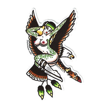 Load image into Gallery viewer, American traditional tattoo flash Illustration Eagle Skateboard Pinup watercolor sticker.