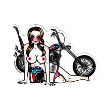 Load image into Gallery viewer, American traditional tattoo flash Easy Rider Chopper Pinup watercolor sticker.