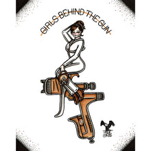 Load image into Gallery viewer, American Traditional tattoo flash Auto Painter Pinup commissioned watercolor painting.