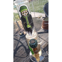 Load image into Gallery viewer, American Traditional tattoo flash 420 bong Grim Reaper watercolor sticker.