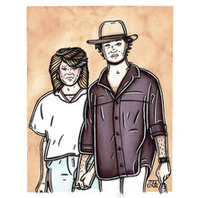 Load image into Gallery viewer, American Traditional tattoo flash Couple Portrait commissioned watercolor painting.