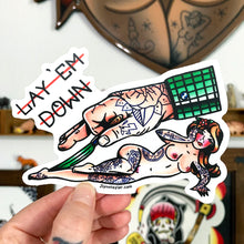 Load image into Gallery viewer, American traditional tattoo flash Pinstriping Pinup watercolor sticker.