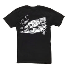 Load image into Gallery viewer, Tattoo style pinstriping hand and pinup tee shirt.