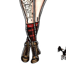 Load image into Gallery viewer, American Traditional tattoo flash Lumberjack Pinup watercolor painting.