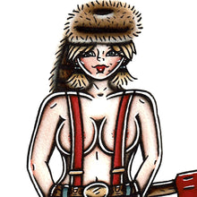Load image into Gallery viewer, American Traditional tattoo flash Lumberjack Pinup watercolor painting.