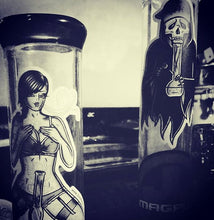 Load image into Gallery viewer, American Traditional tattoo flash 420 bong Grim Reaper watercolor sticker.