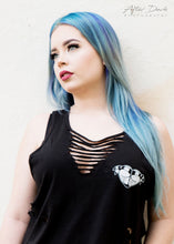 Load image into Gallery viewer, Female model wearing a tattoo style butt heart logo on black tank top.
