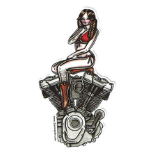 Load image into Gallery viewer, Tattoo flash style Harley Davidson Milwaukee Eight engine pinup sticker.