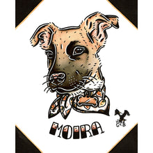 Load image into Gallery viewer, American traditional tattoo flash dog Pet Portrait watercolor painting commission.