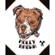 Load image into Gallery viewer, American traditional tattoo flash dog Pet Portrait watercolor painting commission.