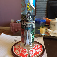 Load image into Gallery viewer, American traditional tattoo flash illustration Muskie Fishing Pinup watercolor sticker.