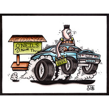 Load image into Gallery viewer, American Traditional tattoo flash Oneil's Drive Thru commissioned watercolor painting.