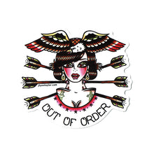 Load image into Gallery viewer, American traditional tattoo flash illustration Eagle Lady Head watercolor sticker.