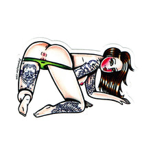 Load image into Gallery viewer, American traditional tattoo flash naughty Peek-A-Boo Pinup watercolor sticker.
