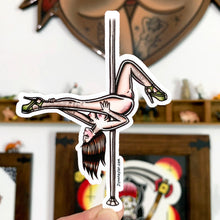Load image into Gallery viewer, American traditional tattoo flash Pole Dancer Pinup watercolor sticker.
