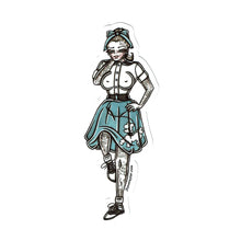 Load image into Gallery viewer, American traditional tattoo flash illustration 1950's Poodle Skirt Pinup watercolor sticker.