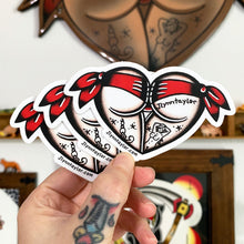 Load image into Gallery viewer, American Traditional tattoo flash Red Scrunch Butt Booty Heart watercolor sticker.