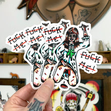 Load image into Gallery viewer, American traditional tattoo flash The Exorcist Regan Pinup watercolor sticker.