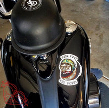 Load image into Gallery viewer, American traditional tattoo flash Ride Fast Biker Head watercolor sticker.