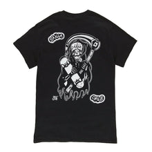 Load image into Gallery viewer, Tattoo style Santa Cruz skateboard reaper tee shirt.