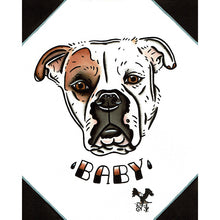 Load image into Gallery viewer, American traditional tattoo flash dog Pet Portrait watercolor painting commission.