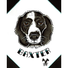 Load image into Gallery viewer, American traditional tattoo flash dog Pet Portrait watercolor painting commission.