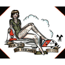 Load image into Gallery viewer, American Traditional tattoo flash Coast Guard Plane Pinup commissioned watercolor painting.