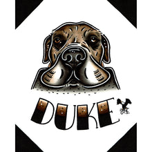 Load image into Gallery viewer, American traditional tattoo flash Dog Pet Portrait watercolor painting commission.
