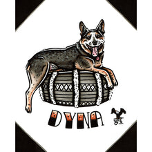 Load image into Gallery viewer, American traditional tattoo flash Australia Cattle Dog Pet Portrait commission ink and watercolor painting.