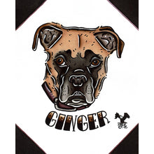 Load image into Gallery viewer, American traditional tattoo flash dog Pet Portrait watercolor painting commission.