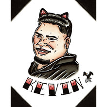 Load image into Gallery viewer, American traditional tattoo flash human cat Pet Portrait watercolor painting commission.