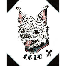 Load image into Gallery viewer, American traditional tattoo flash dog Pet Portrait watercolor painting commission.