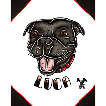 Load image into Gallery viewer, American traditional tattoo flash dog Pet Portrait watercolor painting commission.