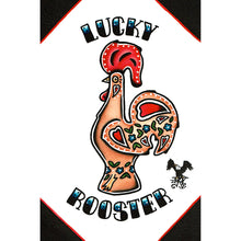 Load image into Gallery viewer, American Traditional tattoo flash Lucky Portuguese Rooster commissioned watercolor painting.