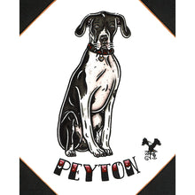 Load image into Gallery viewer, American traditional tattoo flash Great Dane dog Pet Portrait watercolor painting commission.