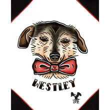 Load image into Gallery viewer, American traditional tattoo flash dog Pet Portrait watercolor painting commission.