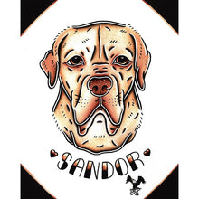 Load image into Gallery viewer, American traditional tattoo flash dog Pet Portrait watercolor painting commission.