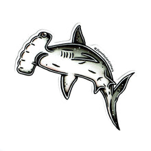 Load image into Gallery viewer, American traditional tattoo flash Scalloped Hammerhead Shark watercolor sticker.