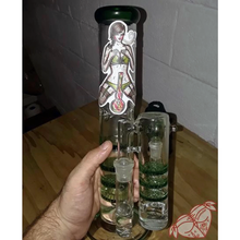 Load image into Gallery viewer, American traditional tattoo flash illustration Maryjane cannabis pinup watercolor sticker.