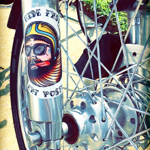 Load image into Gallery viewer, American traditional tattoo flash Ride Fast Biker Head watercolor sticker.