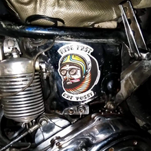 Load image into Gallery viewer, American traditional tattoo flash Ride Fast Biker Head watercolor sticker.