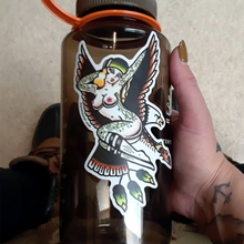 Load image into Gallery viewer, American traditional tattoo flash Illustration Eagle Skateboard Pinup watercolor sticker.