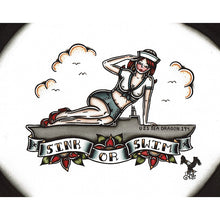 Load image into Gallery viewer, American Traditional tattoo flash Navy Pinup commissioned watercolor painting.