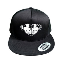 Load image into Gallery viewer, American traditional tattoo flash stipple scrunch butt bikini butt heart mesh snapback hat.
