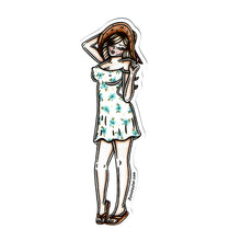 Load image into Gallery viewer, American Traditional tattoo flash sundress pinup watercolor sticker.