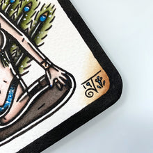 Load image into Gallery viewer, American traditional tattoo flash Burlesque Peacock Pinup coaster painting.