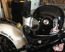 Load image into Gallery viewer, American traditional tattoo flash illustration nude tattooed Siesta Pinup watercolor sticker.